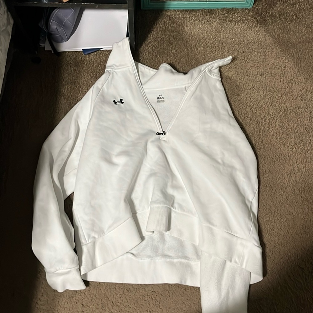 White half zip up sweatshirt under armor